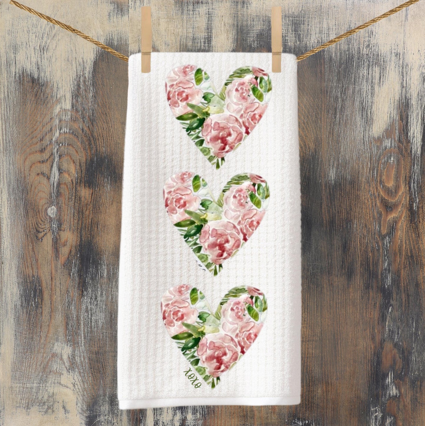 Rose Heart Tea Towel: Shabby Chic Valentine's Kitchen Decor