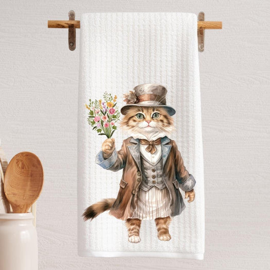 Victorian Cat Tea Towel