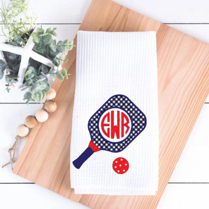 Monogram Pickleball Kitchen Towel: Preppy Small Gift