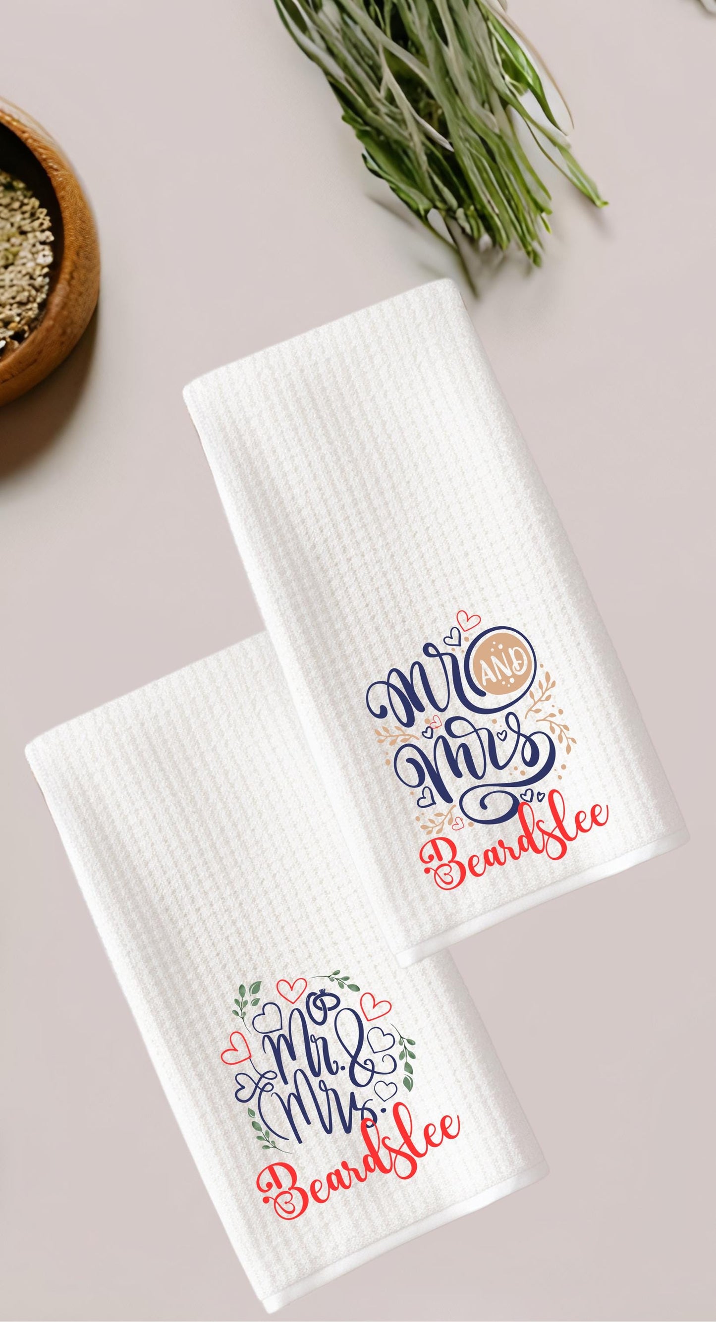 Personalized Mr. & Mrs. Tea Towel Set