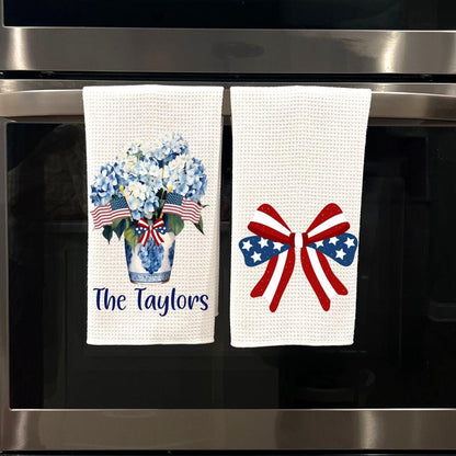 Patriotic Tea Towel Set: Red, White & Blue American Decor