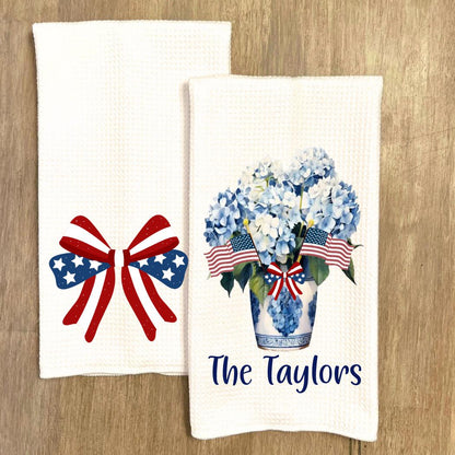 Patriotic Tea Towel Set: Red, White & Blue American Decor