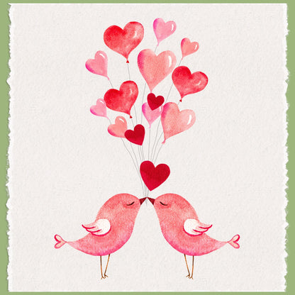 Love Birds Tea Towel Valentines Tea Towel