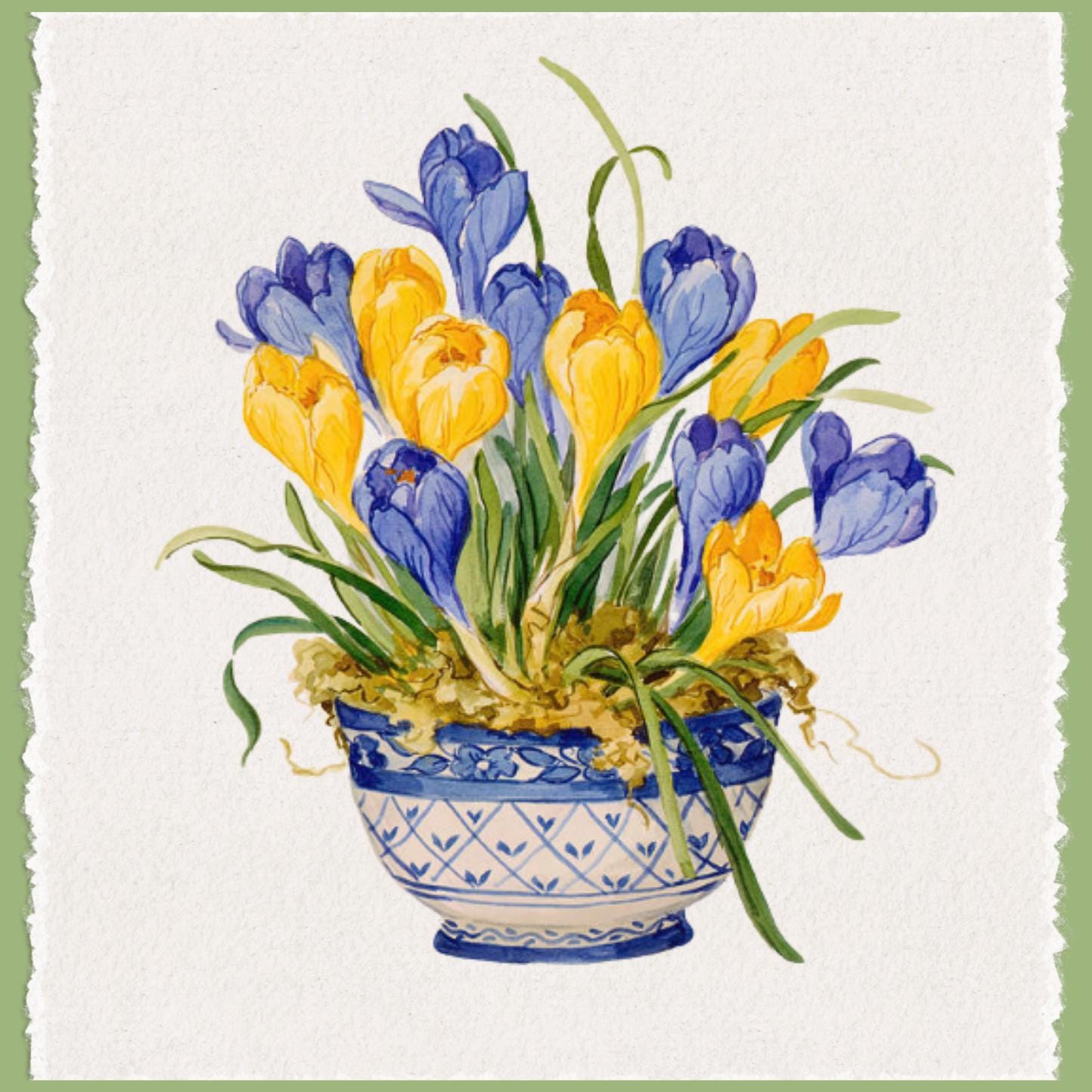 Pansies and Crocus Flowers Tea Towel