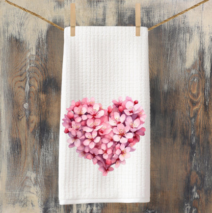 Floral Heart Tea Towel: Valentine's Farmhouse Kitchen Decor
