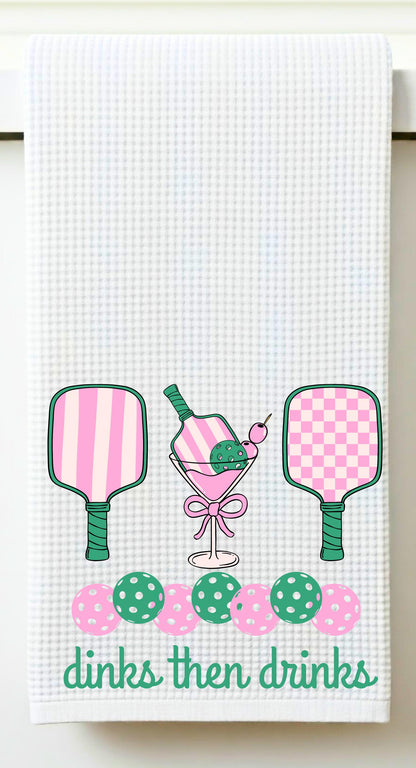 Dinks Then Drinks Pickleball Towel