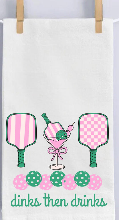 Dinks Then Drinks Pickleball Towel