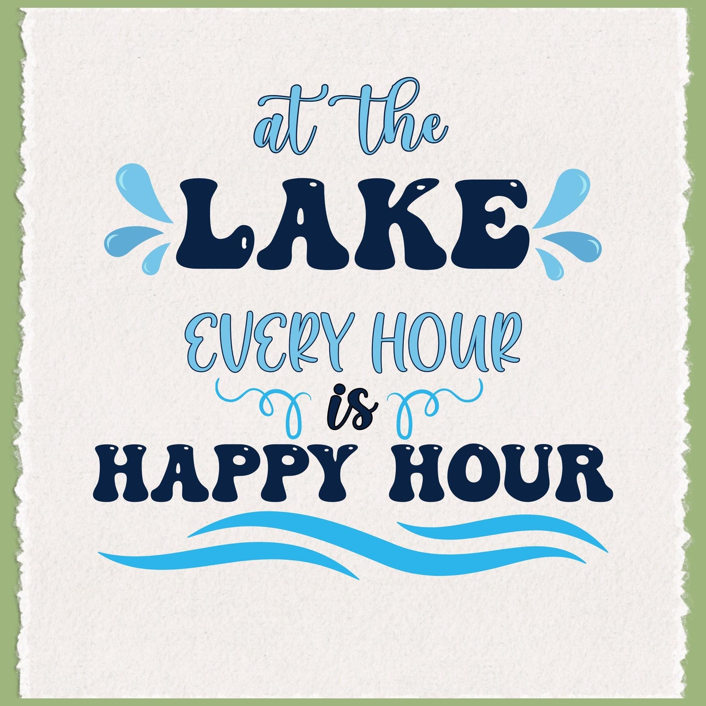 Lake House Waffle Weave Tea Towel: Happy Hour Lake Life Decor