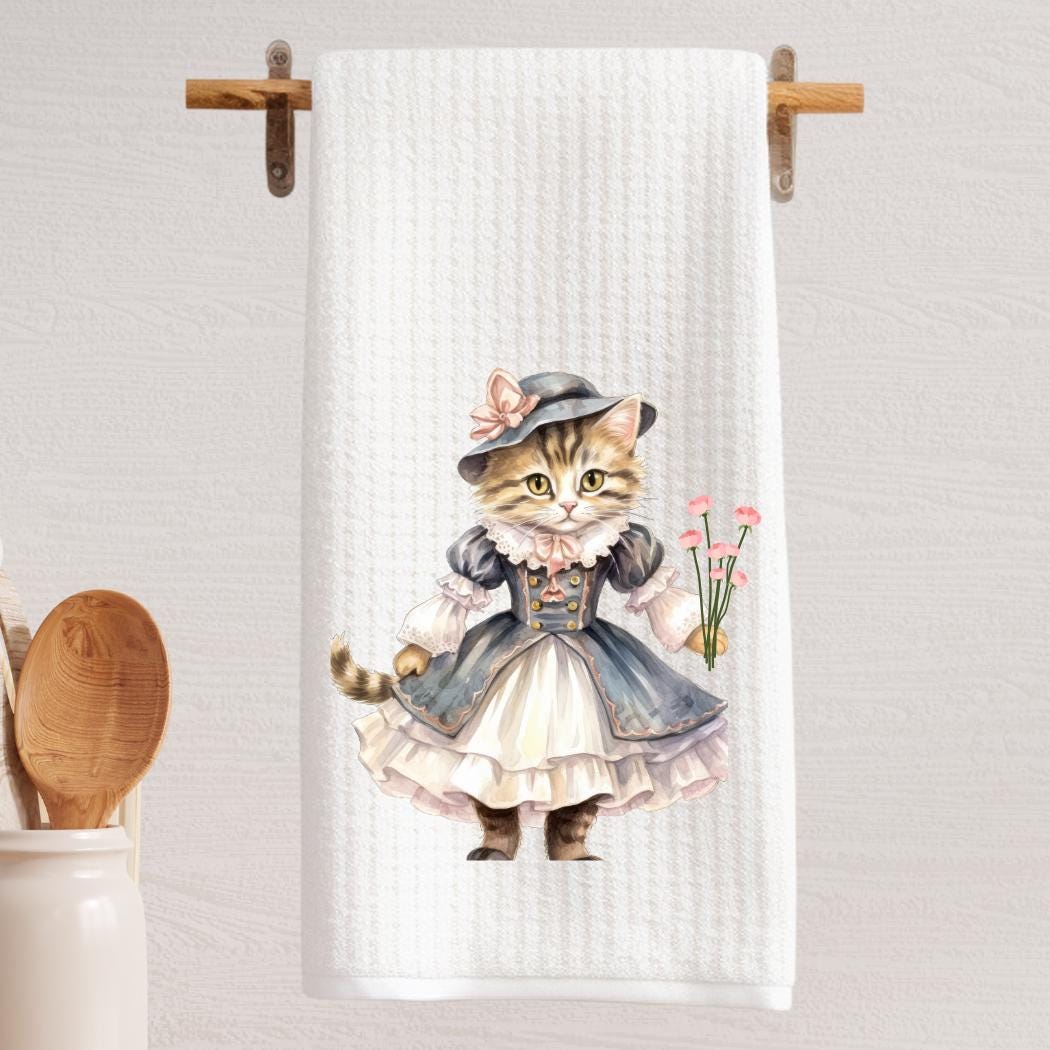 Victorian Cat Tea Towel
