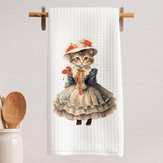 Victorian Cat Tea Towel