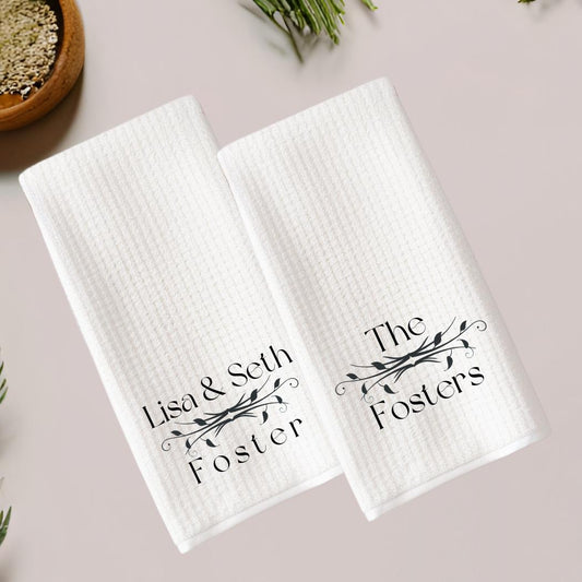 Black and White Wedding Gift Tea Towel