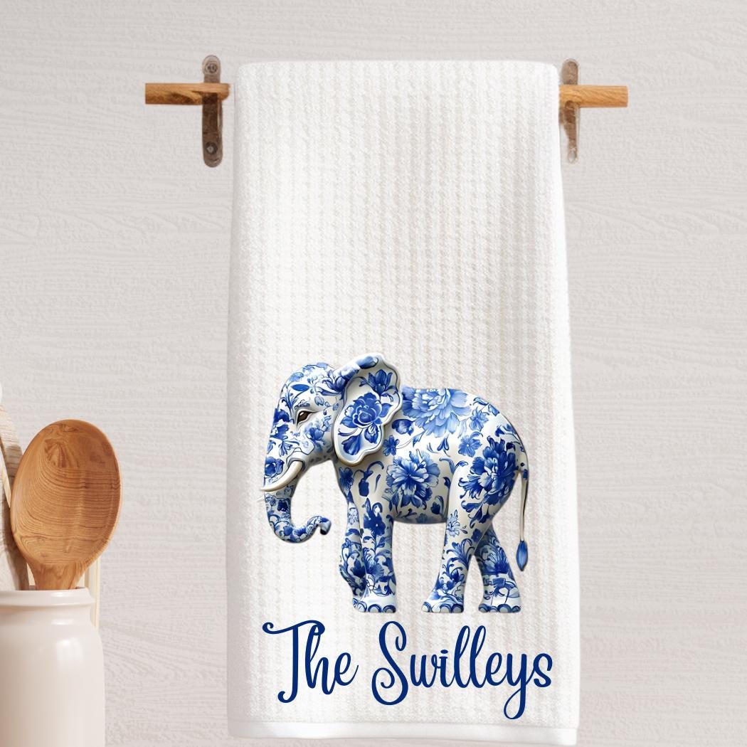 Chinoiserie Elephant Tea Towel