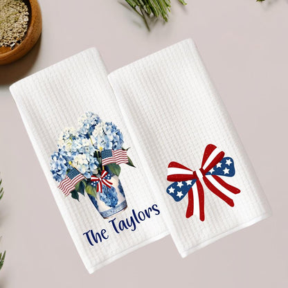 Patriotic Tea Towel Set: Red, White & Blue American Decor