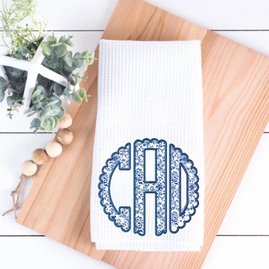Chinoiserie Monogram Tea Towel