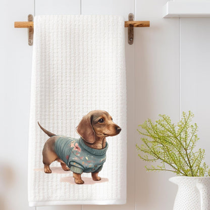 Dachshund in Sweater Tea Towel