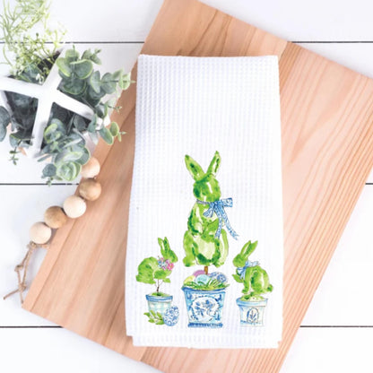 Easter Bunny Topiary Tea Towel