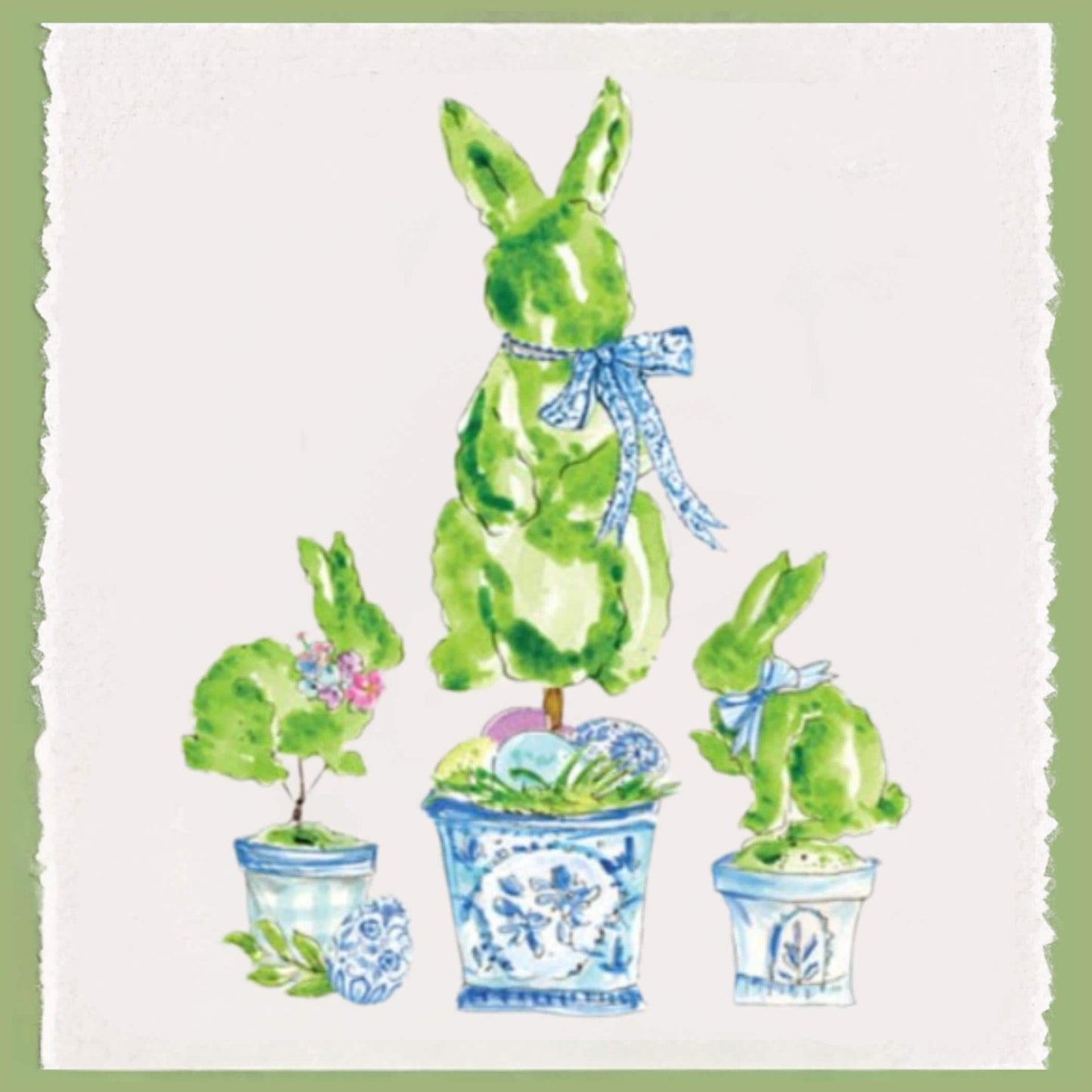 Easter Bunny Topiary Tea Towel