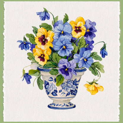 Pansies and Crocus Flowers Tea Towel