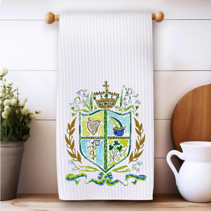 Irish Crest Waffle Weave Tea Towel Set: Celtic Kitchen Decor