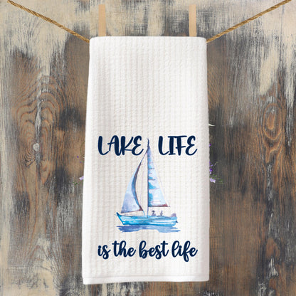 Lake House Tea Towel: Sailboat & Happy Hour Designs