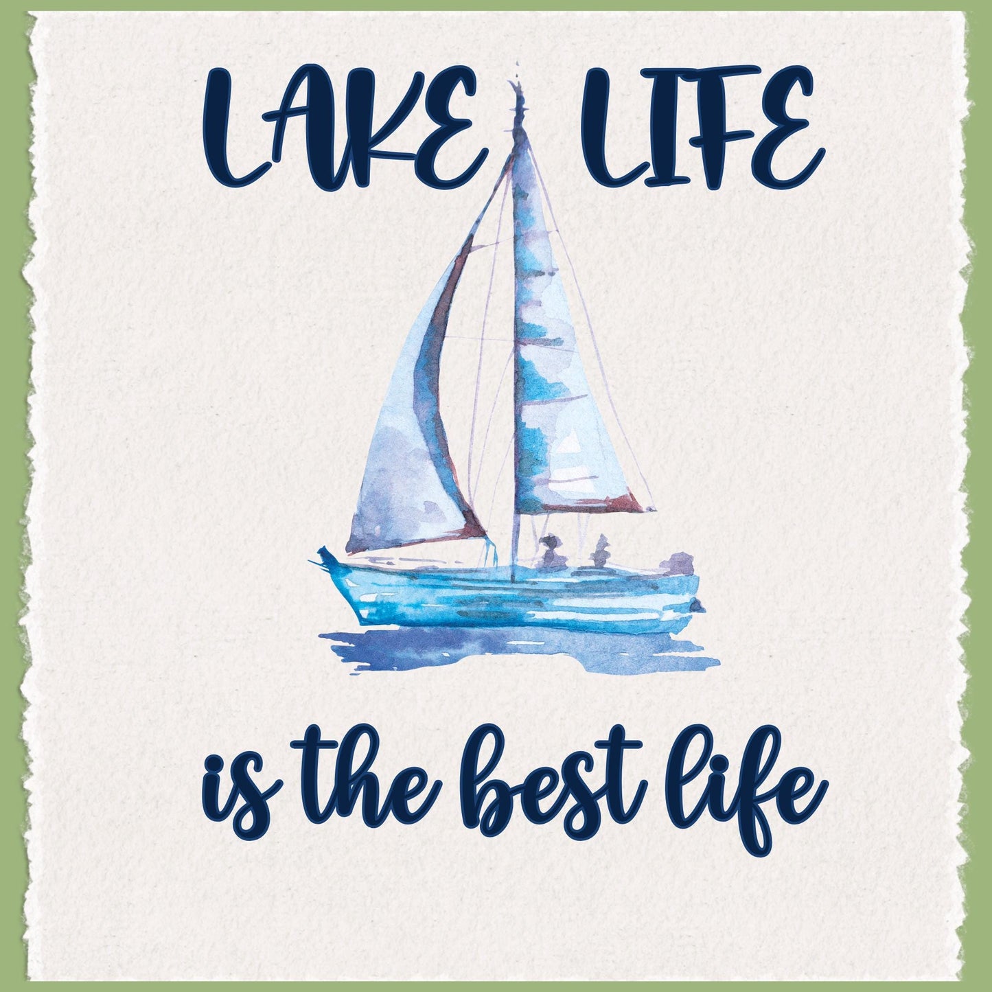 Lake Life Tea Towel: Watercolor Sailboat Waffle Weave