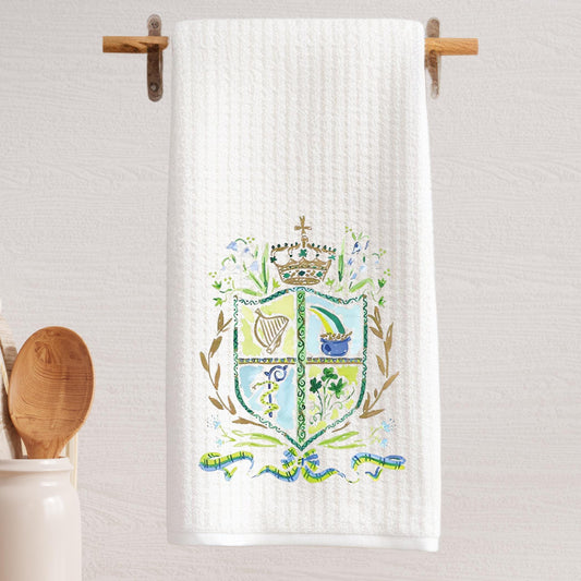 Irish Crest Waffle Weave Tea Towel