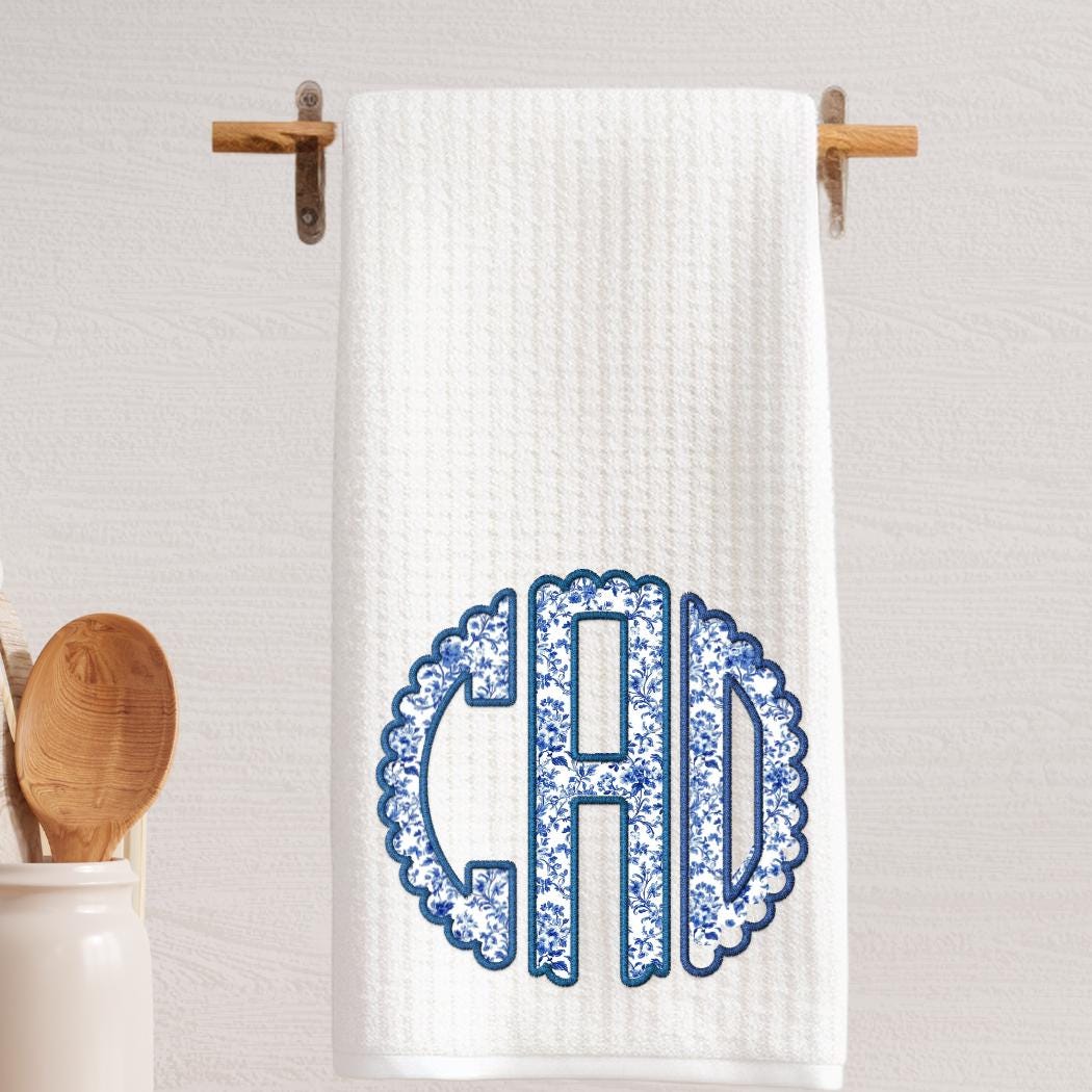 Chinoiserie Monogram Tea Towel