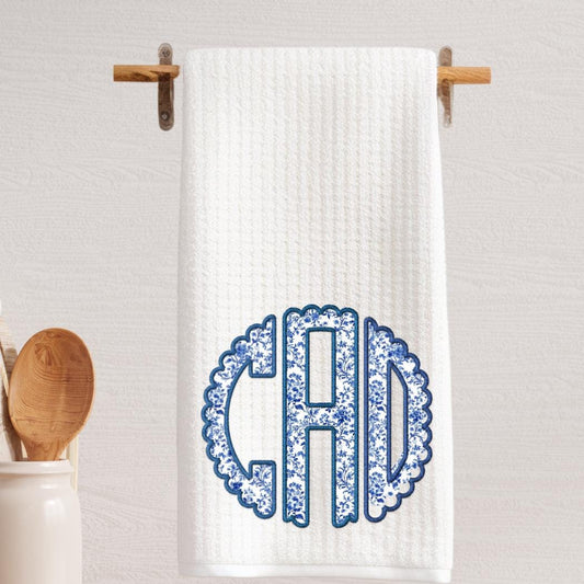 Chinoiserie Monogram Tea Towel