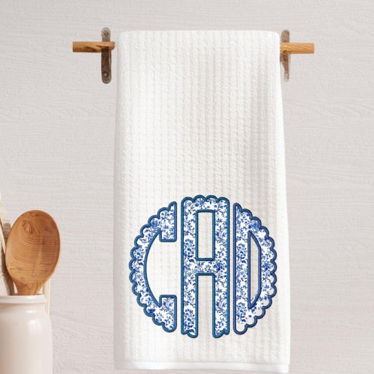 Circle Monogram Tea Towel