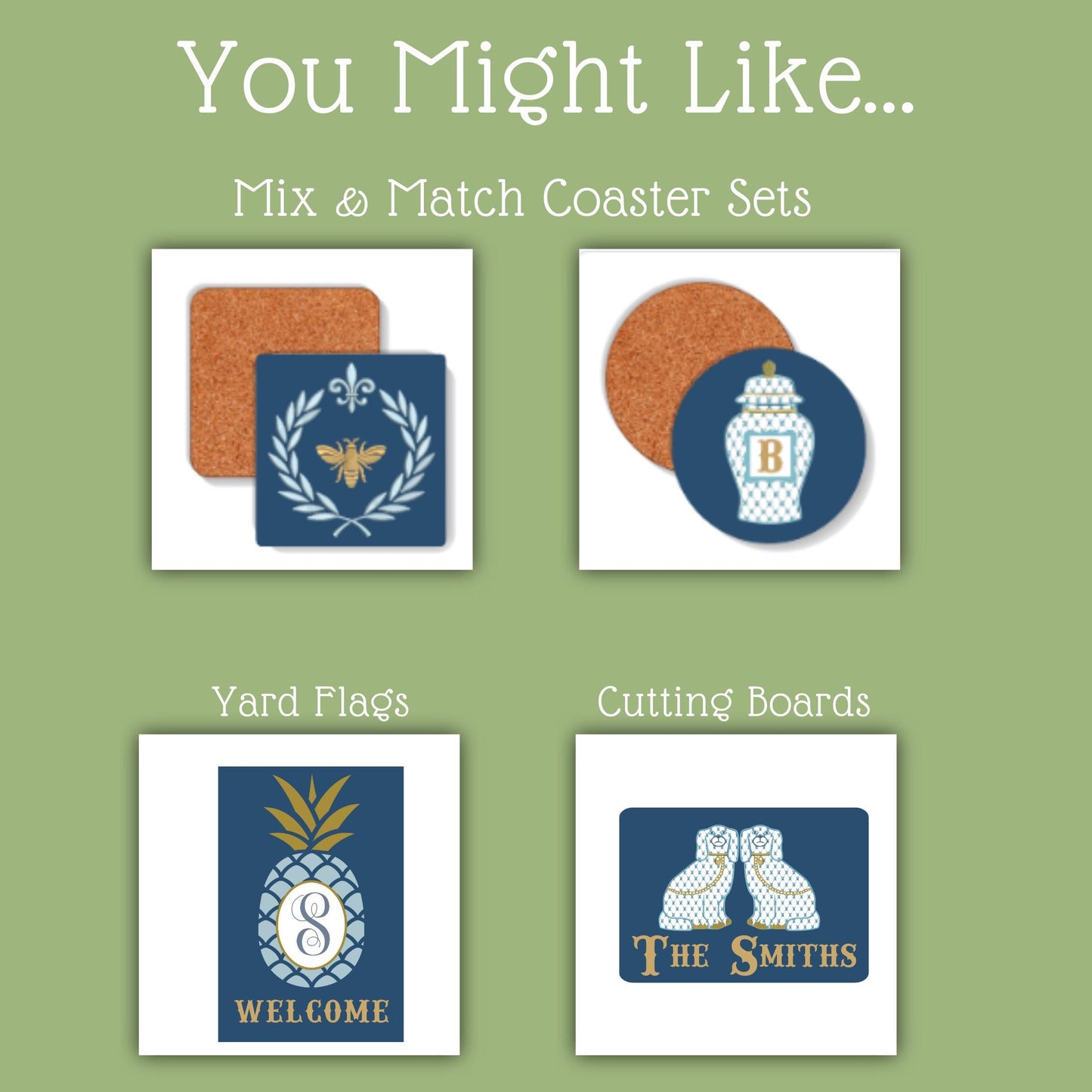 Chinoiserie Coasters: Grand Millennial Set of 4