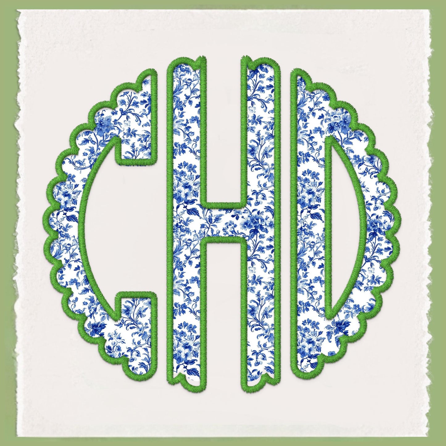 Preppy Chinoiserie Tea Towel Set: Blue Bunny or Monogram Decor