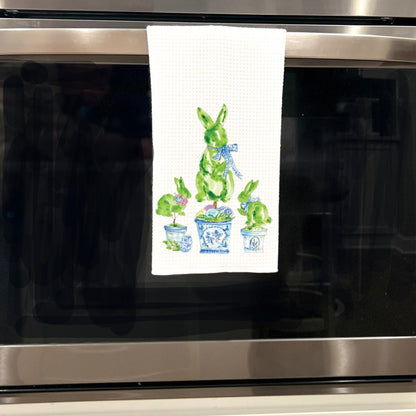 Easter Bunny Topiary Tea Towel