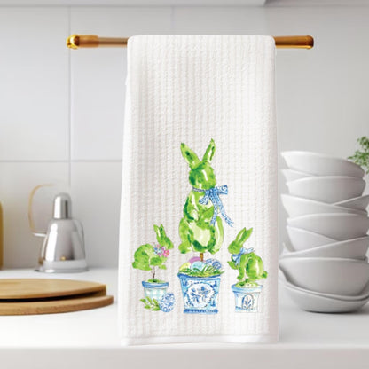 Easter Bunny Topiary Tea Towel