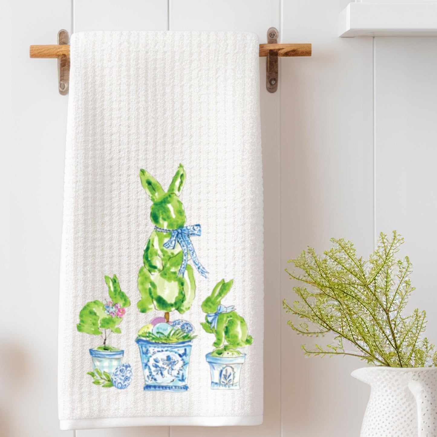 Easter Bunny Topiary Tea Towel