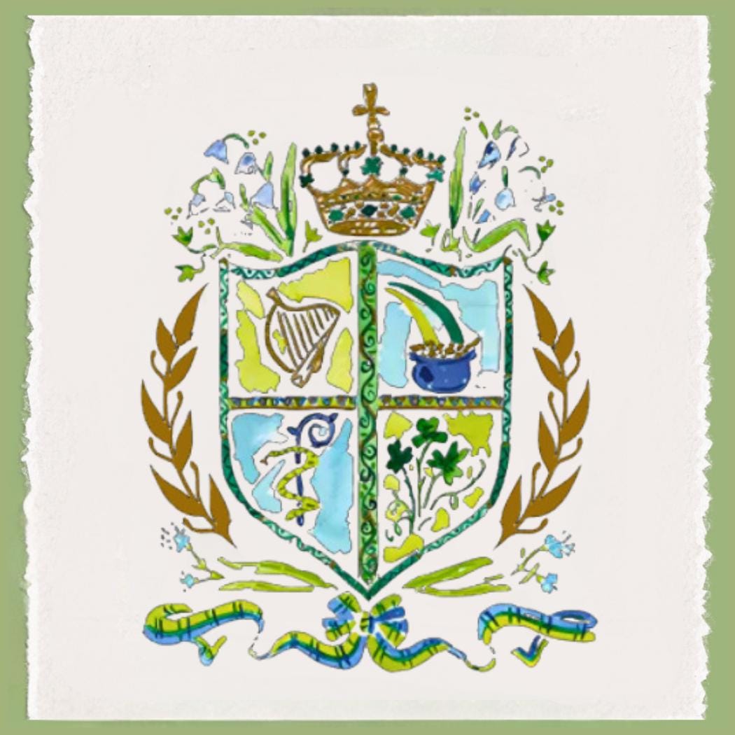 Irish Crest Waffle Weave Tea Towel Set: Celtic Kitchen Decor