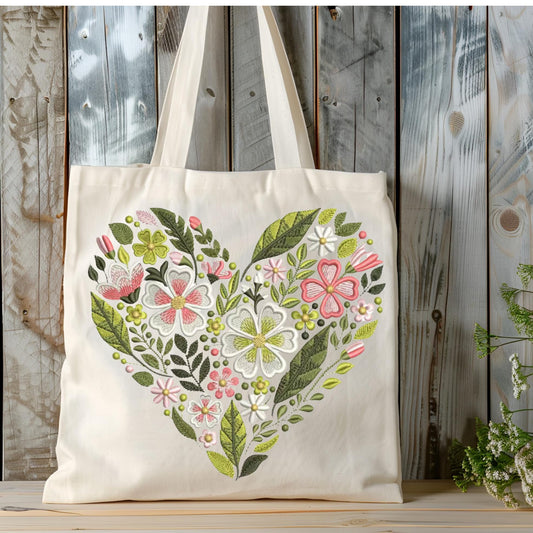 Floral Heart Tote Bag