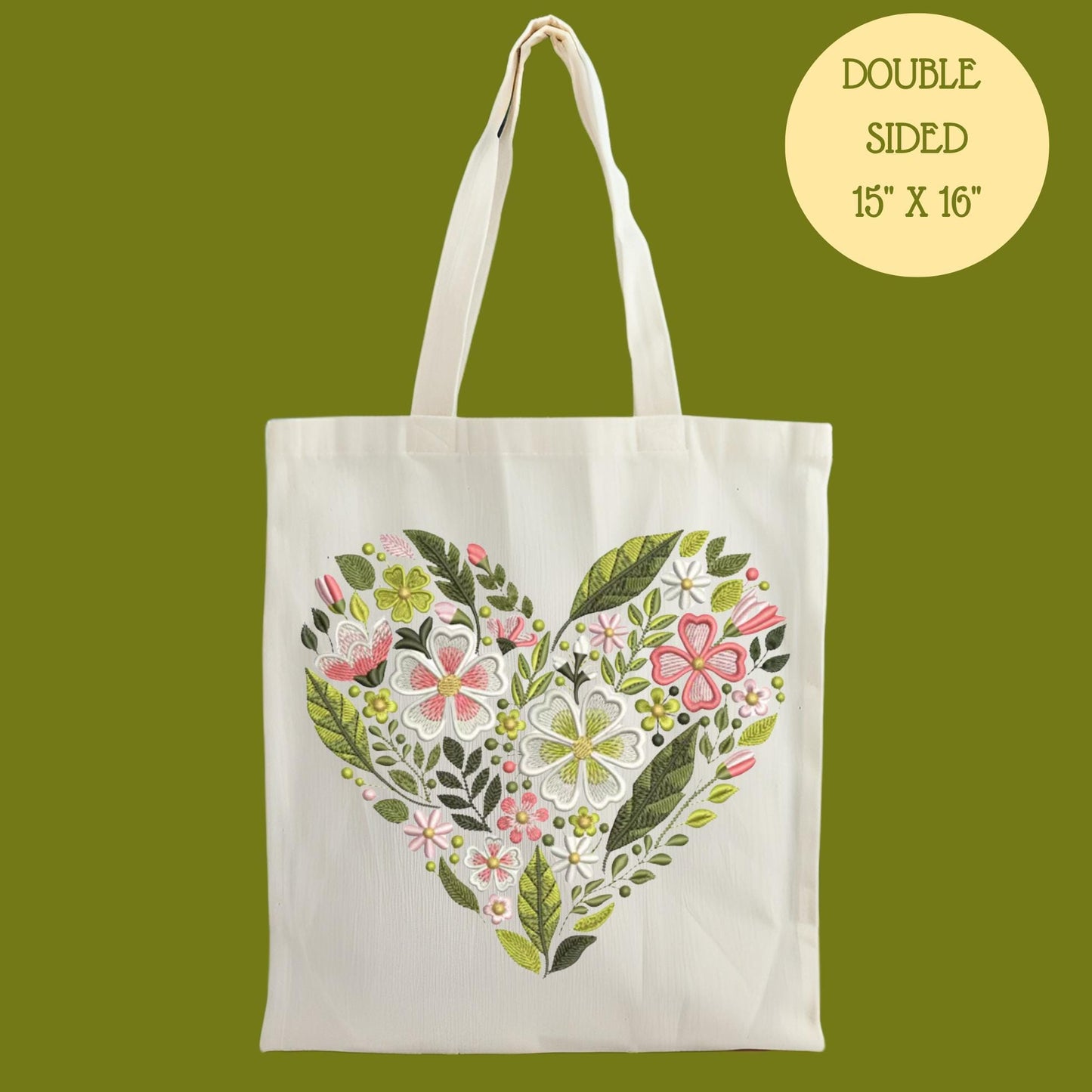 Floral Heart Tea Towel or Canvas Tote Bag: Botanical Kitchen Decor