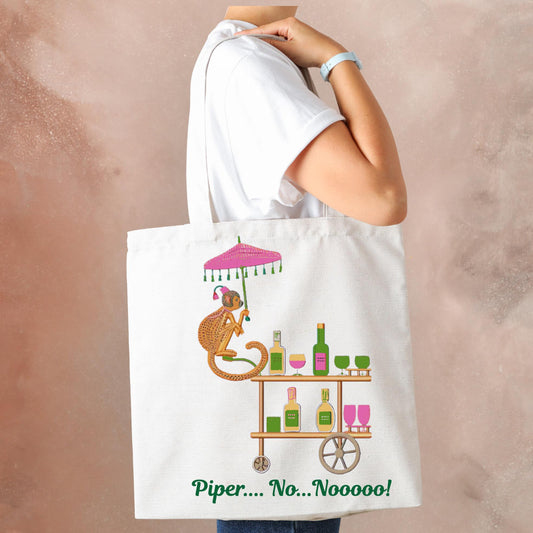 Piper No Nooo Pink Elephant Canvas Tote Bag