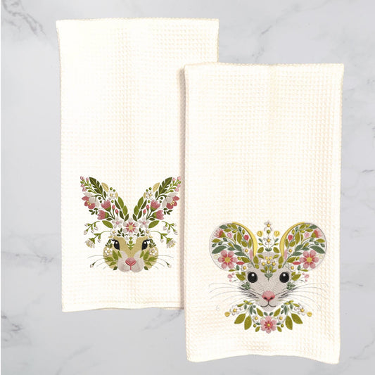 Floral Bunny & Mouse Tea Towel Collection