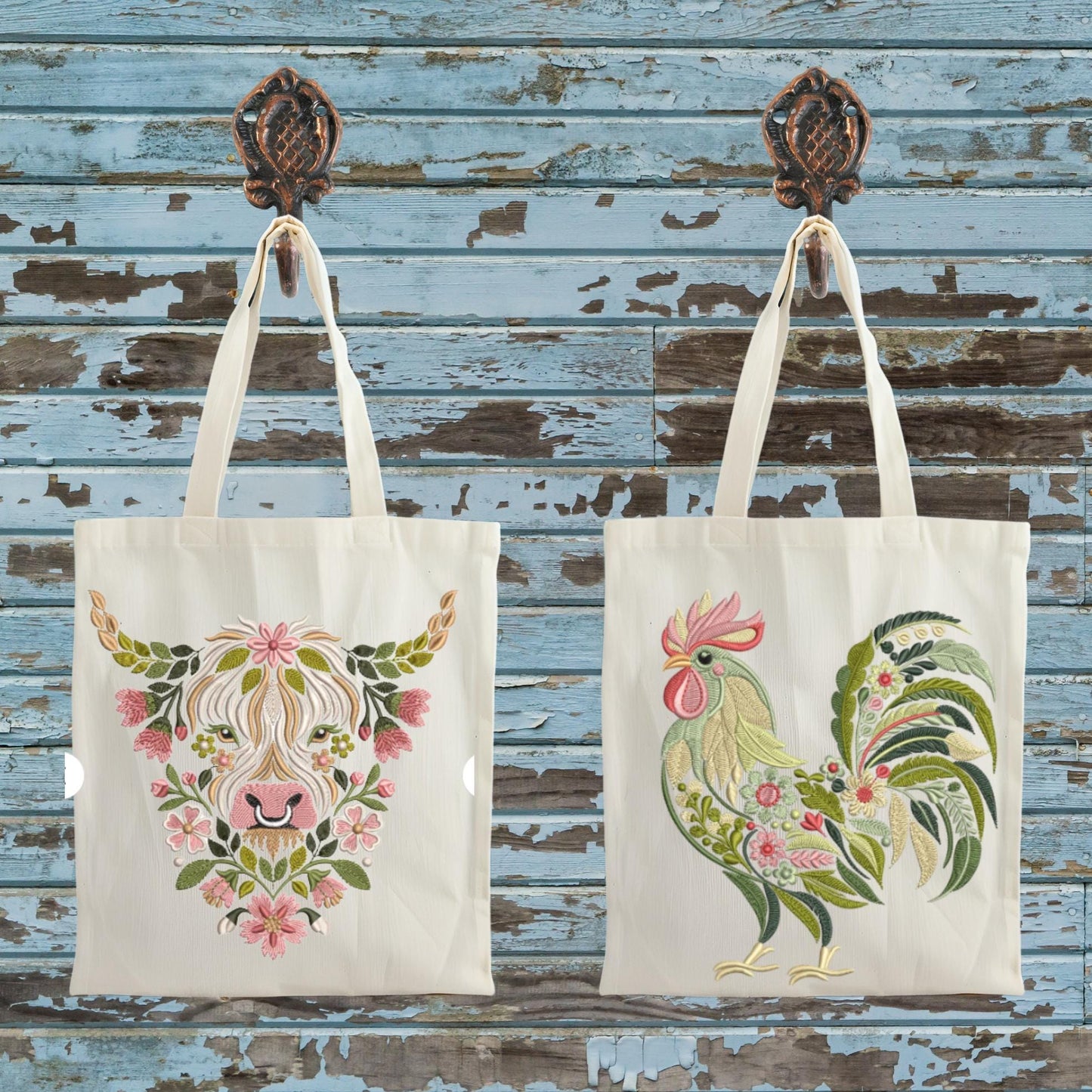 Farm Animal Floral Tote Collection