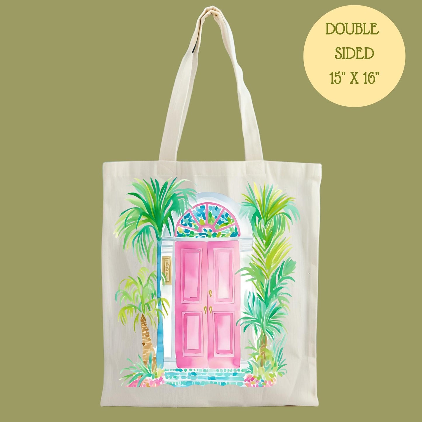 Tropical Kitchen Tea Towels - Palm Beach Preppy Door or Pineapple - Bright Waffle Weave Towels