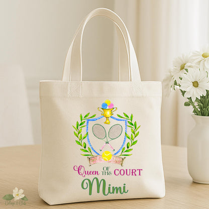 Queen of Court Tennis Tote Bag: Personalized Tennis Player Gift
