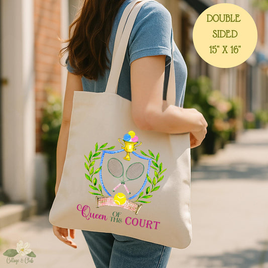 Queen of Court Tennis Tote Bag: Personalized Tennis Player Gift