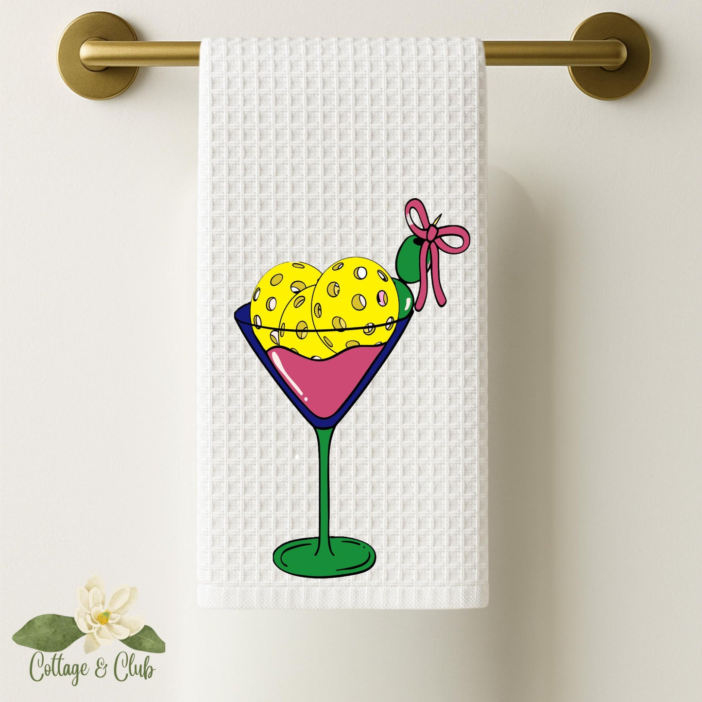 Pickletini Pickleball Towel: Martini Glass Design, Sports Gift