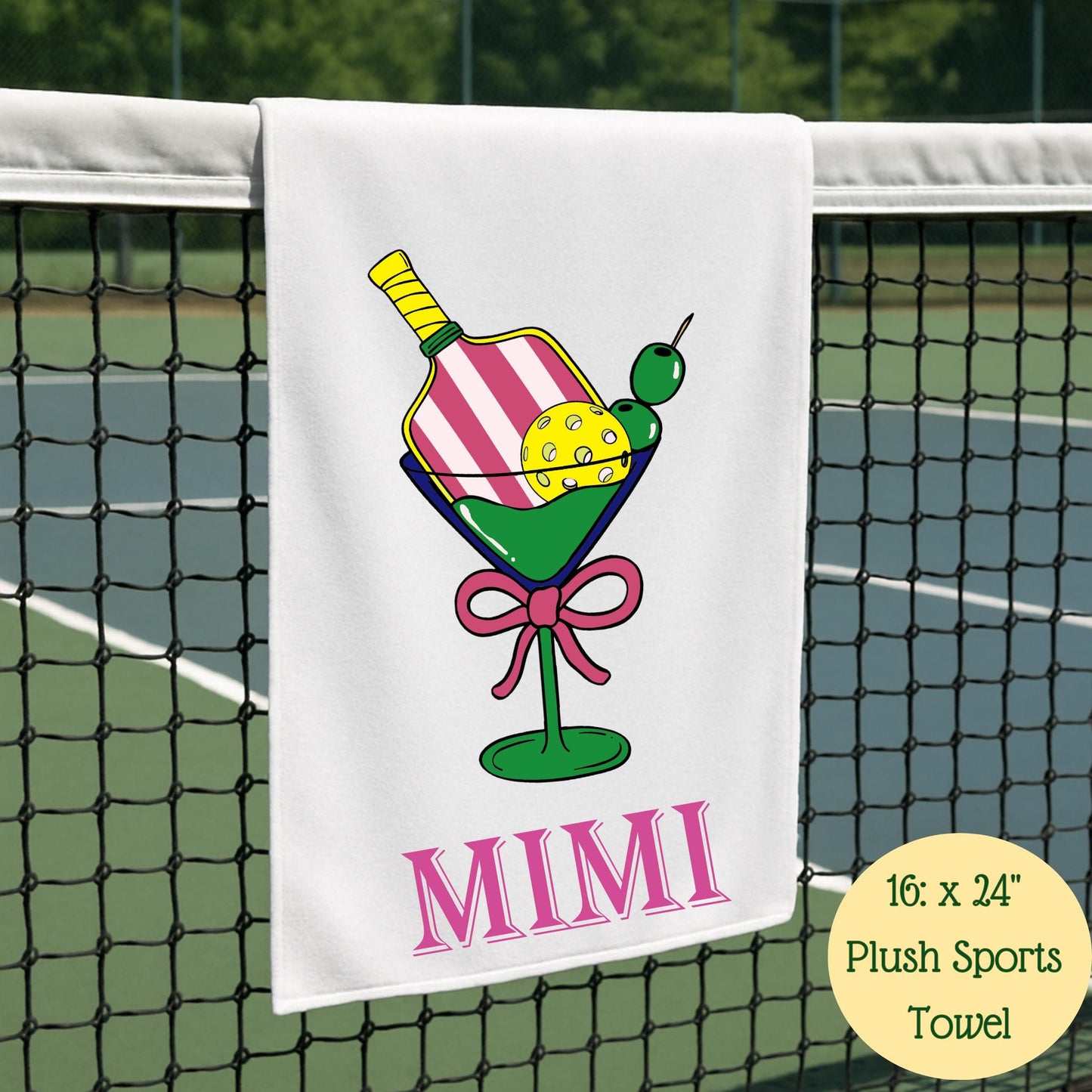 Pickletini Pickleball Towel: Martini Glass Design, Sports Gift