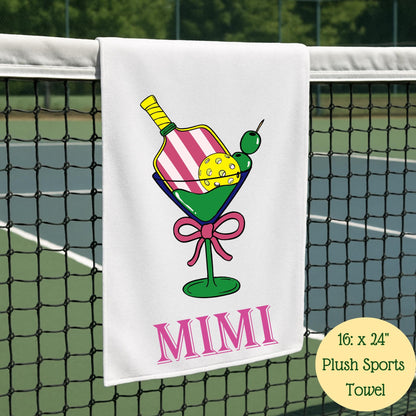 Pickletini Pickleball Towel: Martini Glass Design, Sports Gift