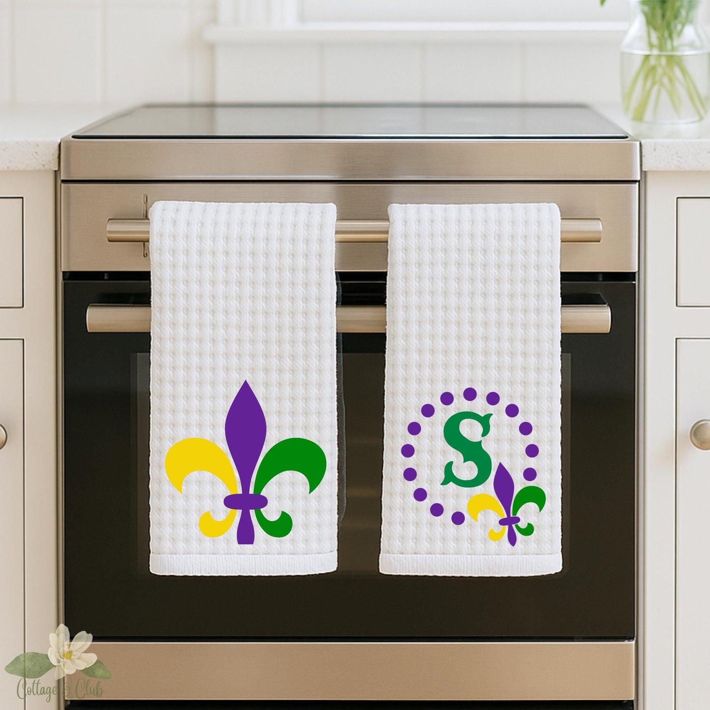Fleur De Lis Tea Towel Set - Louisiana Heritage State Symbol - Mardi Gras - New Orleans