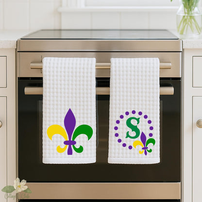 Fleur De Lis Tea Towel Set - Louisiana Heritage State Symbol - Mardi Gras - New Orleans
