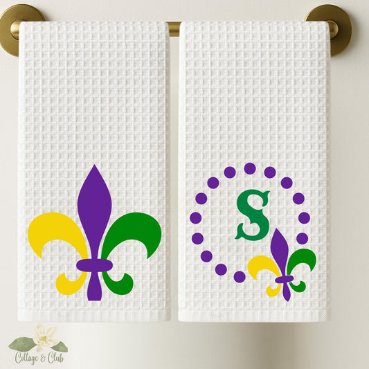 Fleur De Lis Tea Towel Set - Louisiana Heritage State Symbol - Mardi Gras - New Orleans