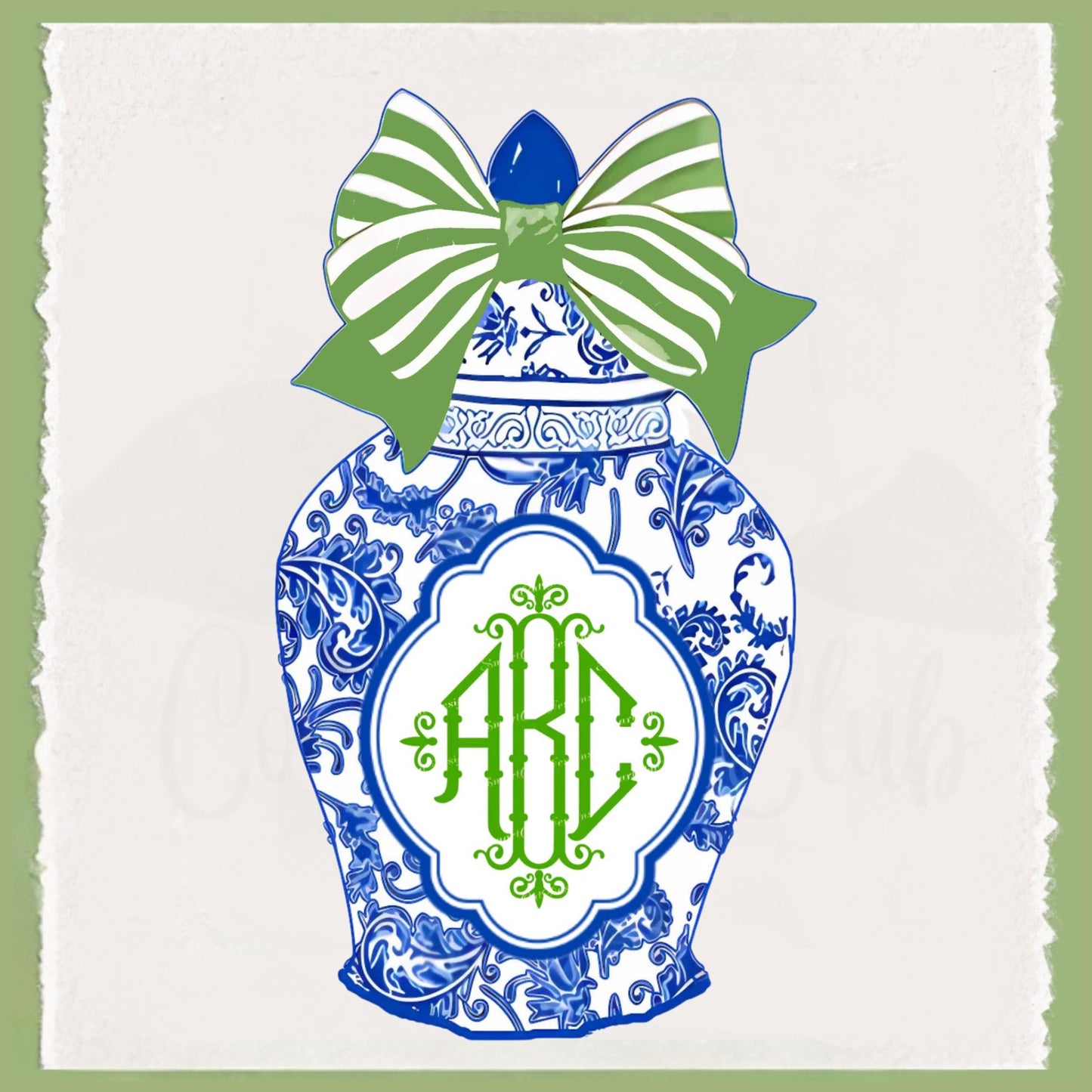 Blue & White Ginger Jar Topiary Tea Towel Set: Grand Millennial Decor